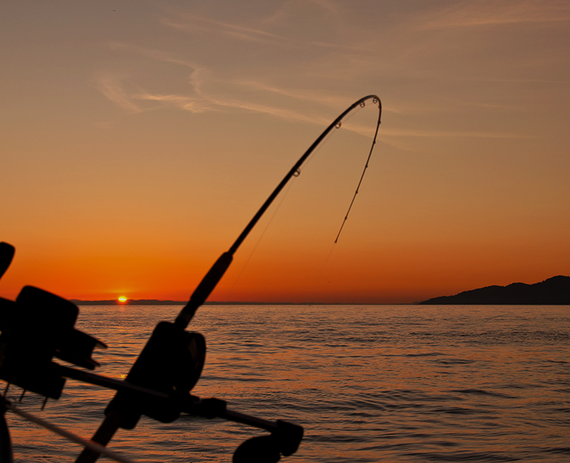 Sunset Bass fishing on a PEI beach